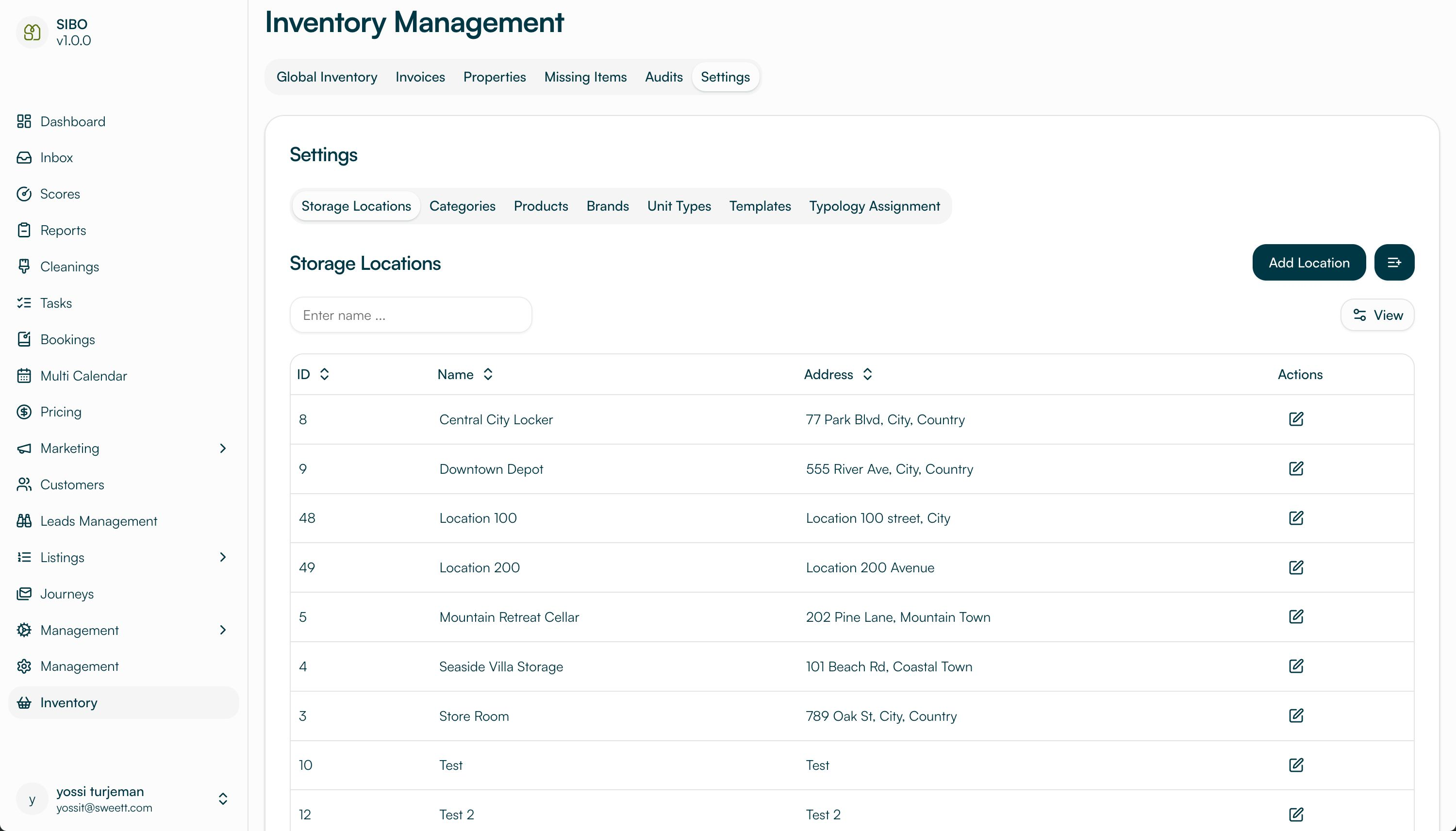 Inventory Management - Settings
